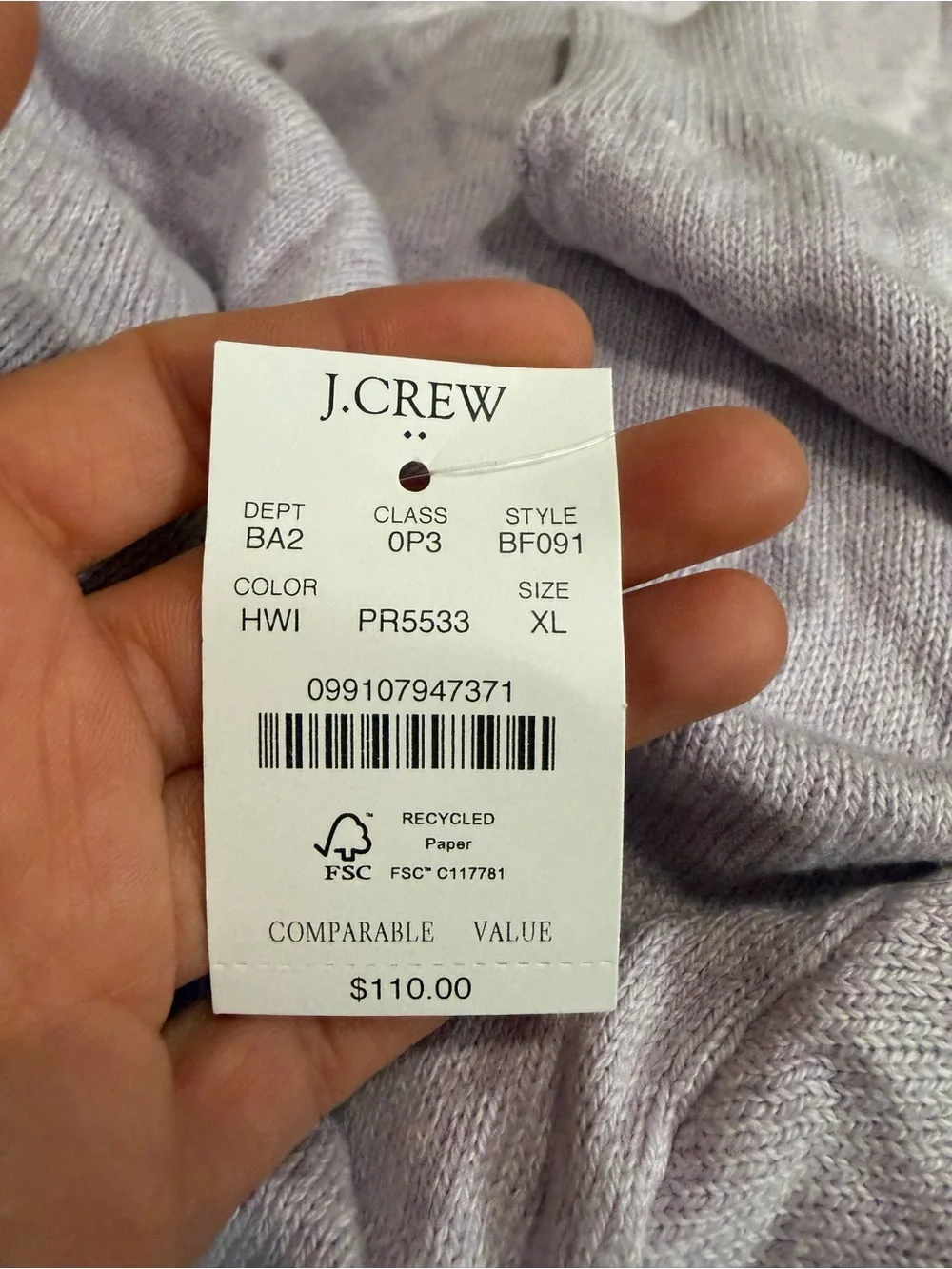J crew heather wisteria Cotton quarter-zip sweater